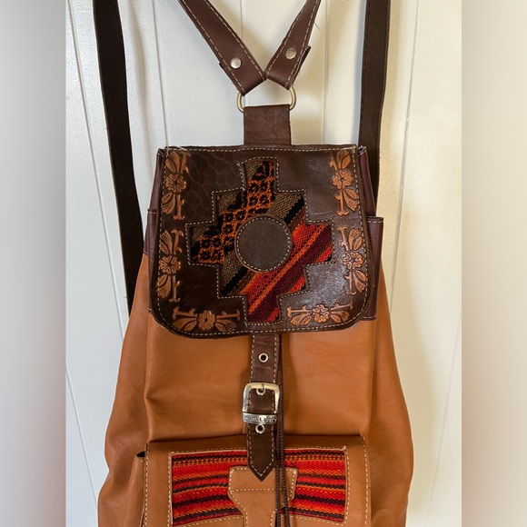 Puro cuero Multicolor Faux Leather  Backpack - Picture 2 of 10